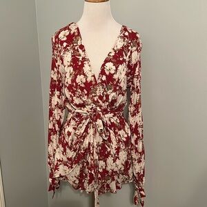 Floral Romper with Slit sleeves